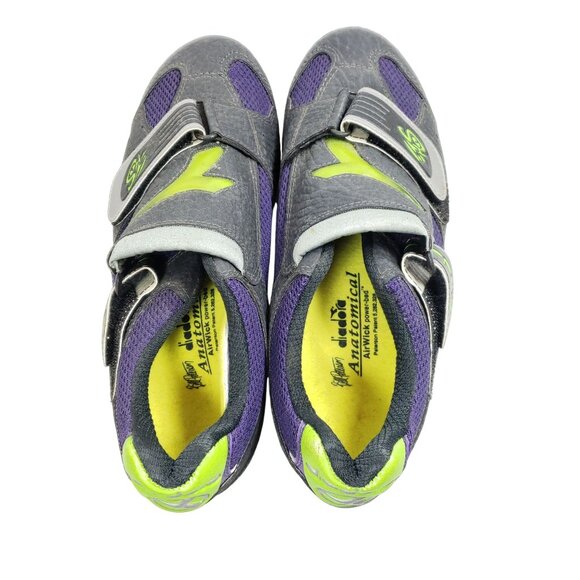 Diadora Cyclist Shoes Men's Size 6.5 Black Purple Mesh with Cleats - Picture 8 of 10